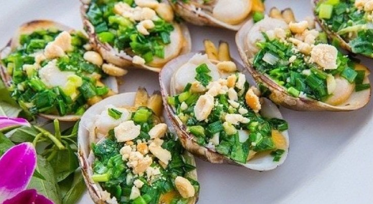 Ngao 2 còi nướng mỡ hành