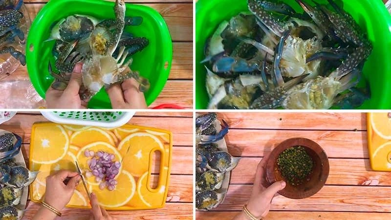 Sơ chế nguyên liệu lẩu ghẹ tiêu xanh