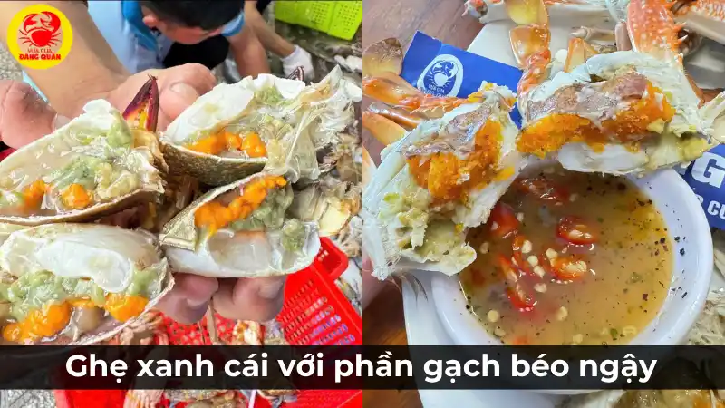 Minh họa cho việc nên chọn ghẹ xanh cái khi thích ăn gạch, với hình ảnh gạch son màu cam đỏ, béo ngậy.