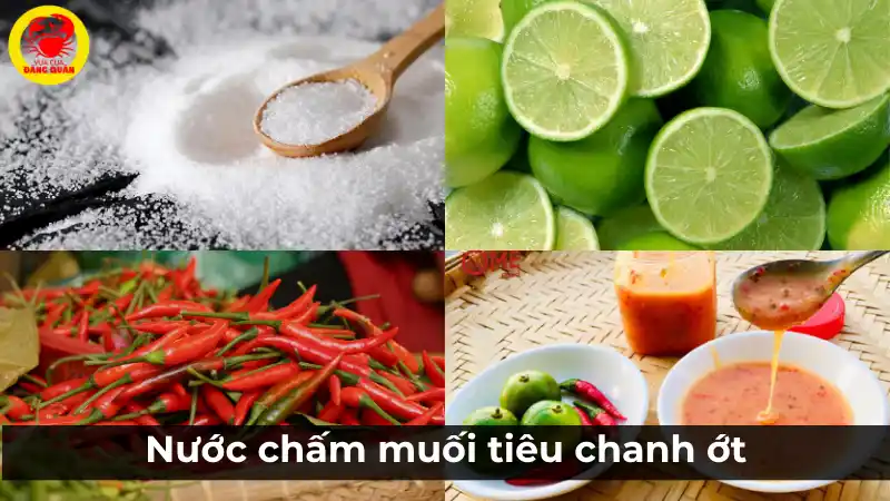 Hướng dẫn cách pha nước chấm muối tiêu chanh ớt để ăn kèm ghẹ hấp, với các nguyên liệu muối, tiêu, chanh và ớt