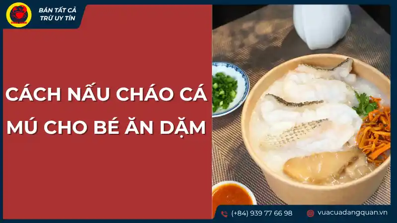 Bát cháo cá mú được làm nhuyễn, phù hợp cho bé ăn dặm, có thể có thêm rau củ nghiền.