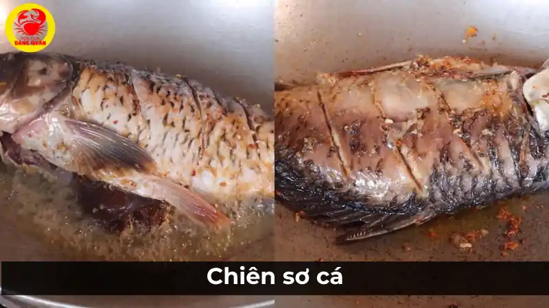 Chiên sơ cá chép để làm món chưng tương