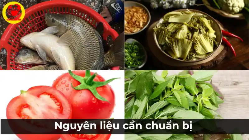 Nguyên liệu cần chuẩn bị cho món cá chép om dưa