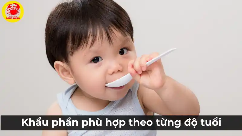 Khẩu phần ăn dặm cá tầm phù hợp cho bé theo độ tuổi.