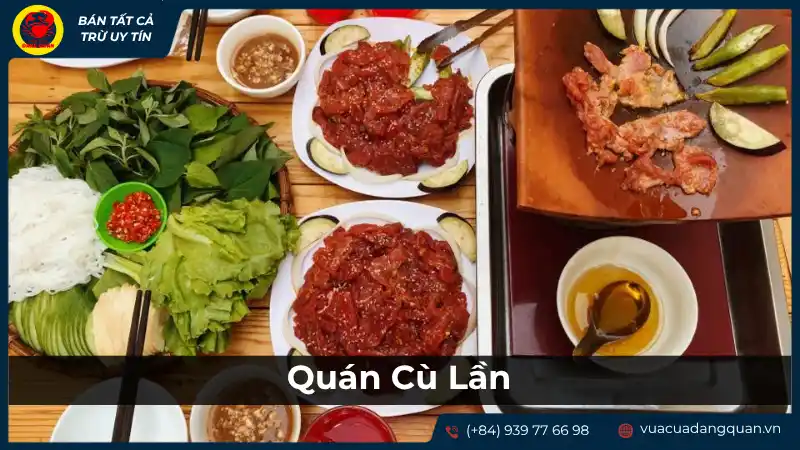 Các món ăn đa dạng và hấp dẫn được bày biện tại Quán Cù Lần