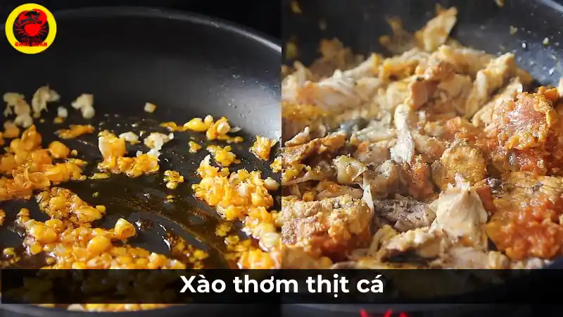 Xào thơm thịt cá chép cho món cháo bổ dưỡng