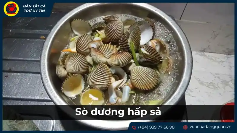 Thành phẩm món sò dương hấp sả thơm ngon