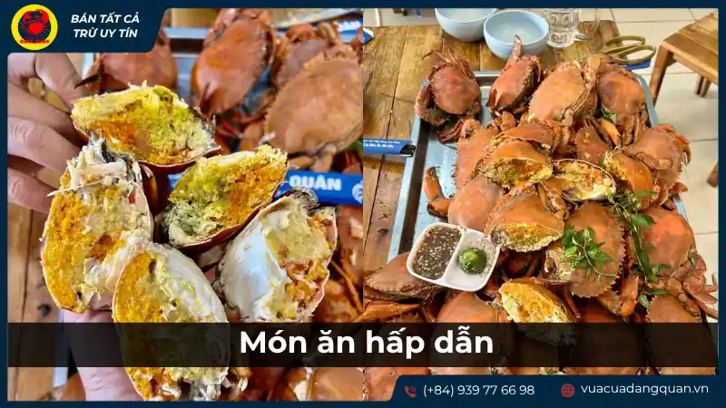 Các món ăn hấp dẫn được bày biện đẹp mắt trên bàn tiệc