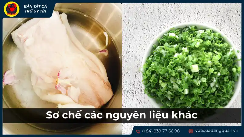Sơ chế các nguyên liệu làm sò dương nướng mỡ hành