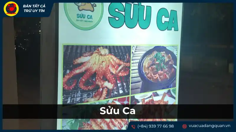 Bảng hiệu Sửu Ca với hình ảnh món nướng 