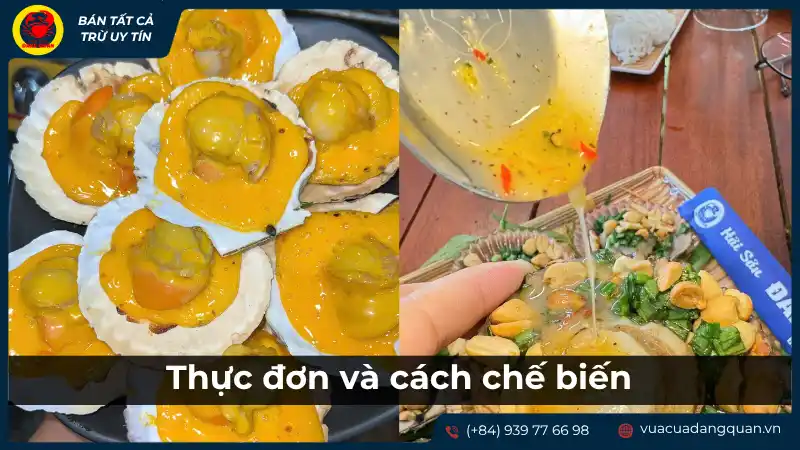 Các món ăn hải sản đã chế biến được bày biện đẹp mắt trên bàn