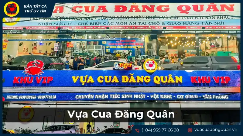 Quang cảnh Vựa Cua Đặng Quân với nhiều loại hải sản tươi sống