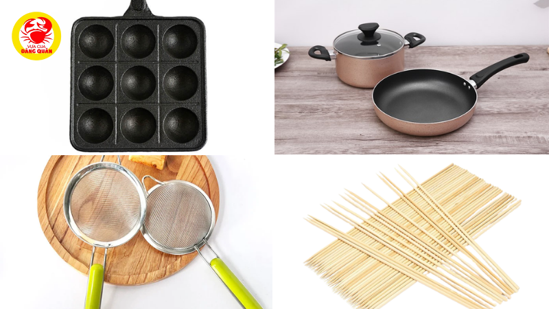 Dụng cụ cần thiết để làm bánh takoyaki Dụng cụ cần thiết để làm bánh takoyaki