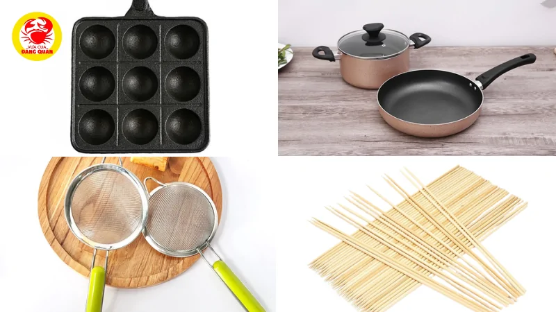 Dụng cụ cần thiết để làm bánh takoyaki