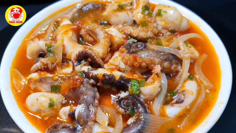 Hoàn thành và thưởng thức món bạch tuộc xào sa tế