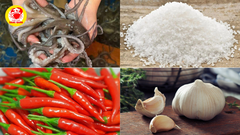 Chuẩn bị nguyên liệu bạch tuộc nướng muối ớt