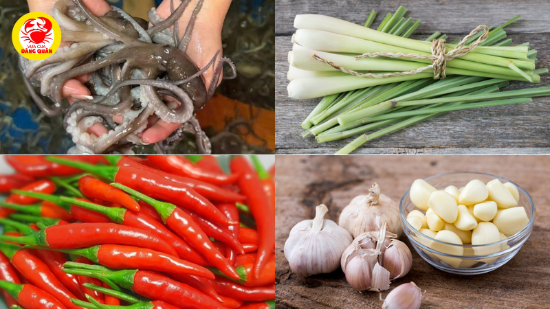 Chuẩn bị nguyên liệu cho món bạch tuộc xào sả ớt Chuẩn bị nguyên liệu cho món bạch tuộc xào sả ớt
