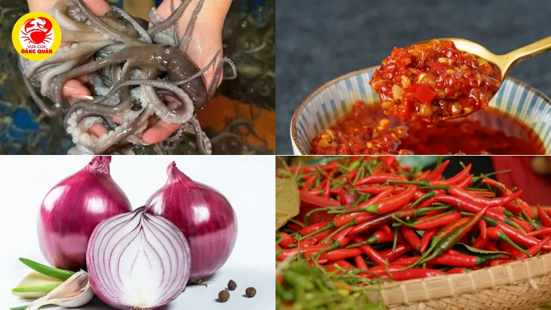 Chuẩn bị nguyên liệu cho món bạch tuộc xào sa tế