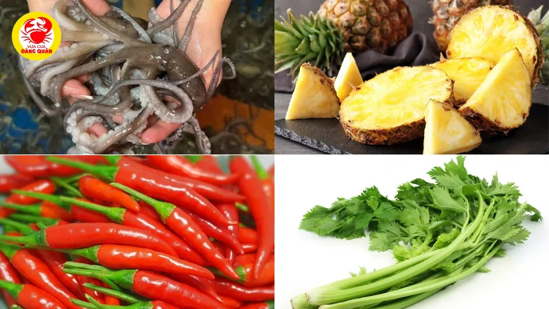Nguyên liệu bạch tuộc xào thập cảm