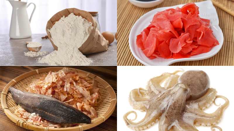 Nguyên liệu làm bánh takoyaki Nguyên liệu làm bánh takoyaki