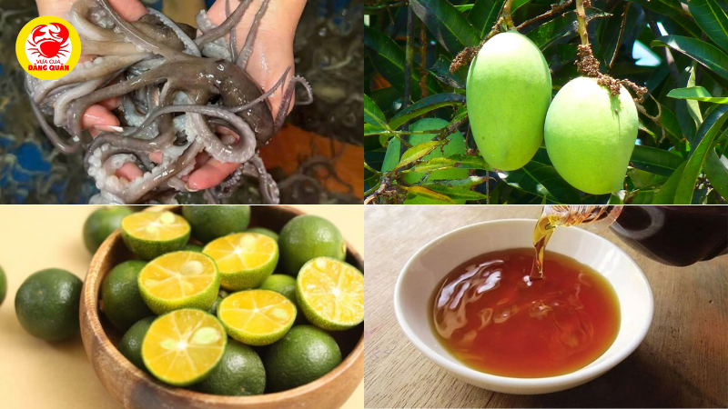 Nguyên liệu gỏi bạch tuộc kiểu Thái chua cay