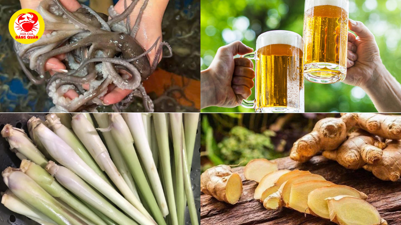 Nguyên liệu bạch tuộc hấp bia