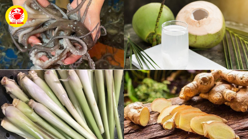 Nguyên liệu bạch tuộc hấp nước dừa