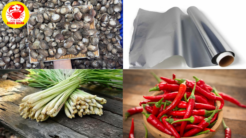 Nguyên liệu sò huyết nướng giấy bạc Nguyên liệu sò huyết nướng giấy bạc