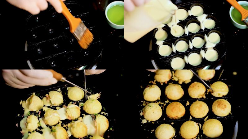 Nướng bánh takoyaki Nướng bánh takoyaki