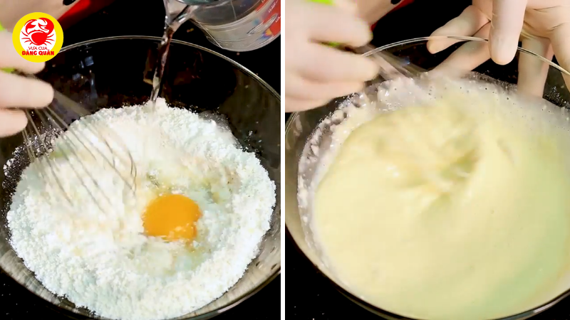 Pha bột bánh takoyaki Pha bột bánh takoyaki