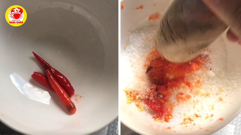Pha chế hỗn hợp muối ớt ướp bạch tuộc