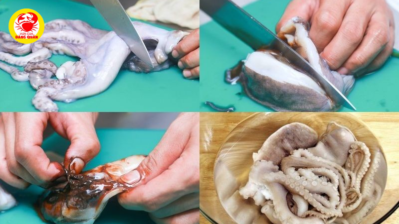 Sơ chế bạch tuộc và các nguyên liệu khác Sơ chế bạch tuộc và các nguyên liệu khác