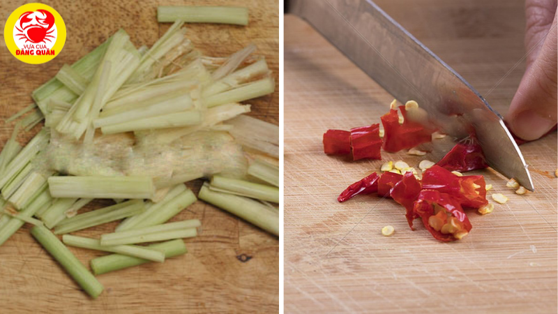 Sả và ớt đã sơ chế Sả và ớt đã sơ chế