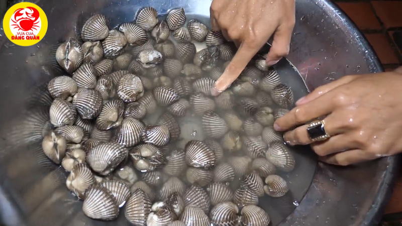 Sò huyết ngâm để làm sạch