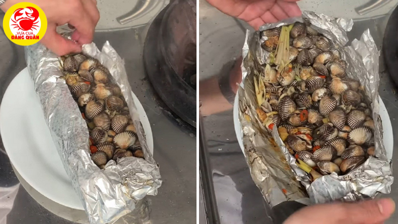 Món sò huyết nướng giấy bạc thành phẩm Món sò huyết nướng giấy bạc thành phẩm