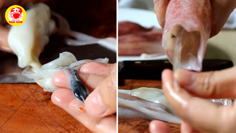 Cách lấy túi mực và xương sống