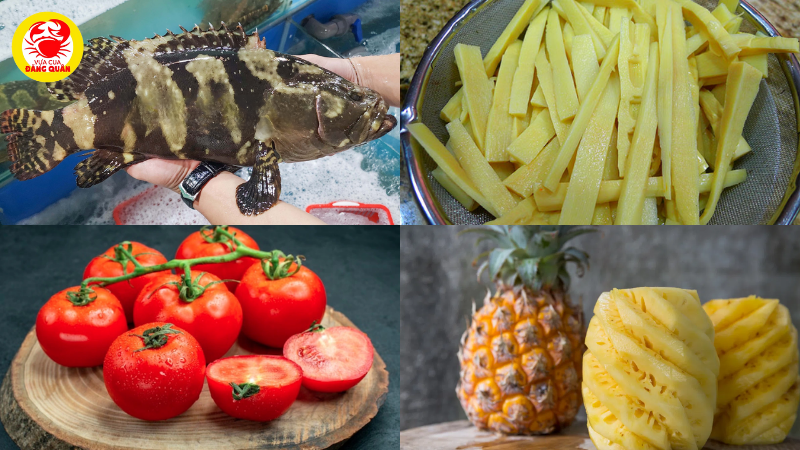 Nguyên liệu cho món lẩu cá mú măng chua