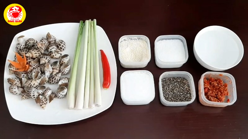 Nguyên liệu cần chuẩn bị cho ốc hương hấp