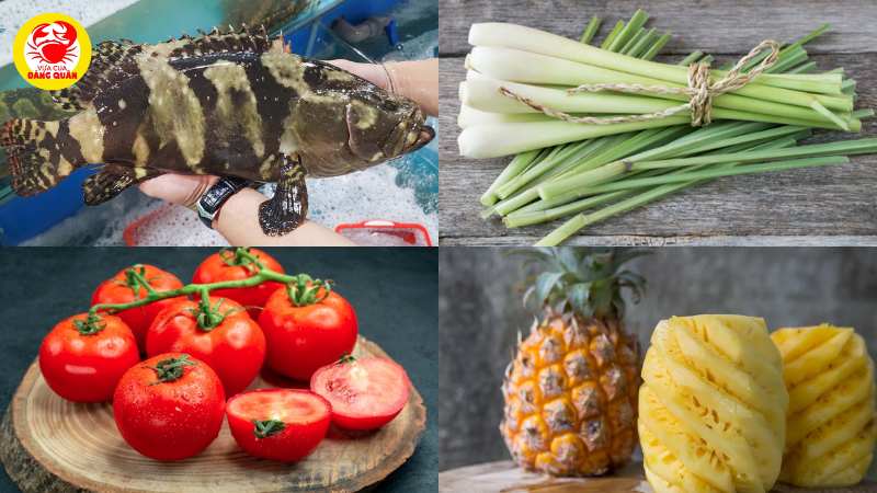 Nguyên liệu cho món lẩu cá mú chua cay