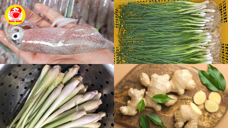 Nguyên liệu mực ống hấp bia