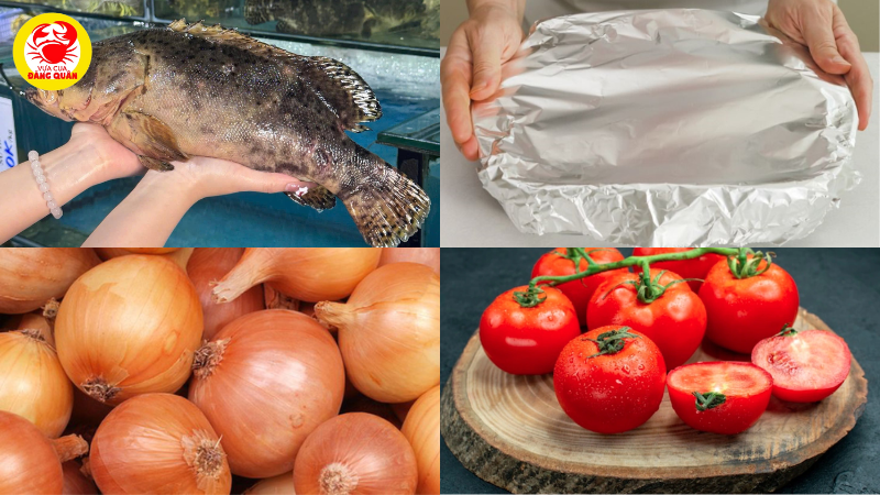 Nguyên liệu cho món cá mú nướng giấy bạc
