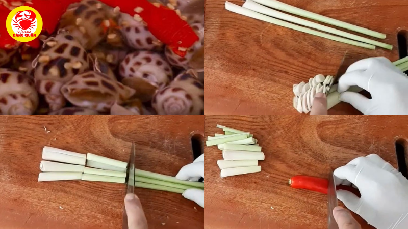 Sơ chế ốc hương và các nguyên liệu khác