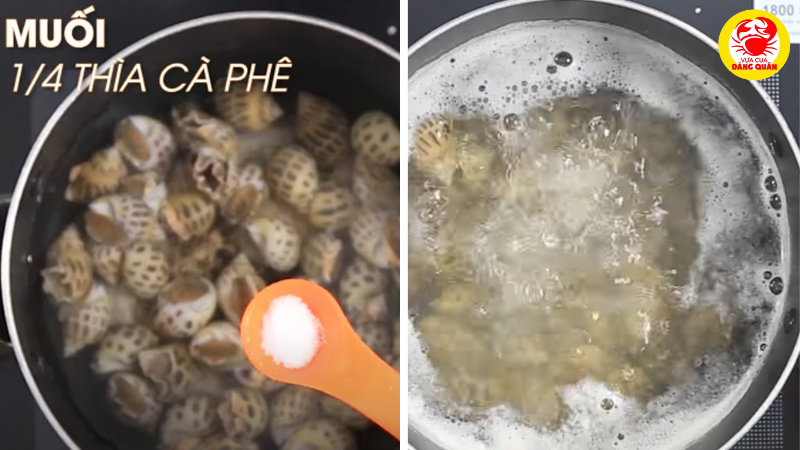 Tiến hành luộc ốc